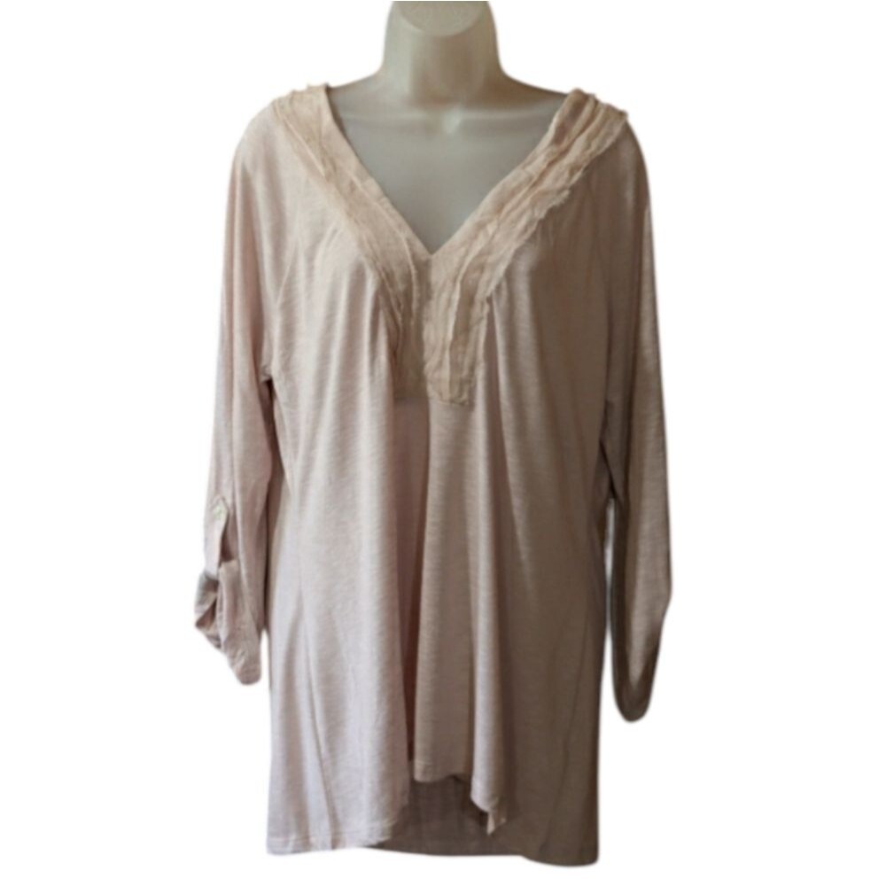 Banana Republic Light Pink Blouse Roll Tab Sleeve XL